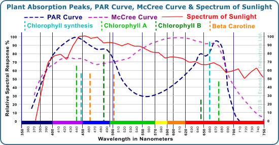 PAR Curve, McCree Curve & Spectrum of Sunlight